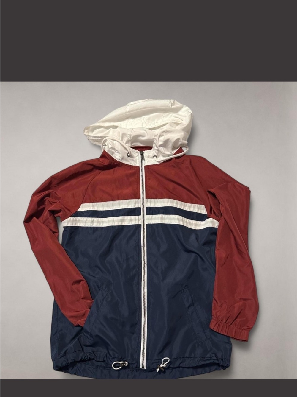 Zine Clothing Red, Navy & White Colorblock Windbreaker Jacket